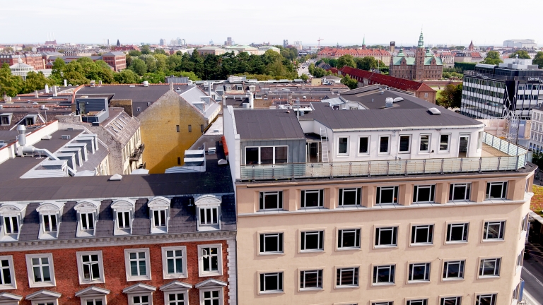 Scandic Nørreport i Frederiksborggade 15 i København K set oppefra